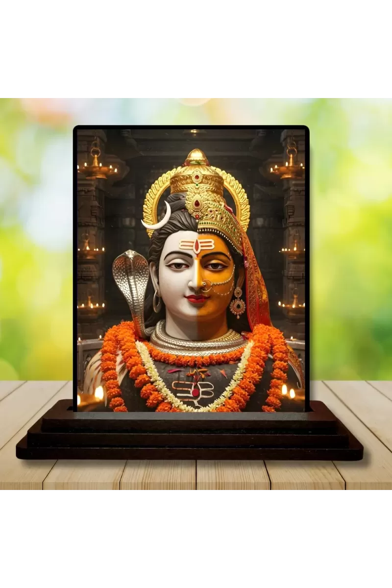 Car Dashboard Lord Shiva Wooden Photo Stand  3x4 Inches, Compact & Stylish Spiritual Display For Car, Home & Office (Pack Of 1) (F49073)