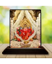 Car Dashboard Lord Ganesha Wooden Photo Stand  3x4 Inches, Compact & Stylish Spiritual Display For Car, Home & Office (Pack Of 1) (F49074)