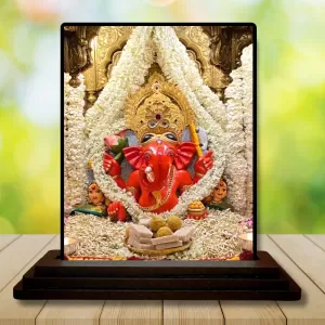 Car Dashboard Lord Ganesha Wooden Photo Stand  3x4 Inches, Compact & Stylish Spiritual Display For Car, Home & Office (Pack Of 1) (F49074)