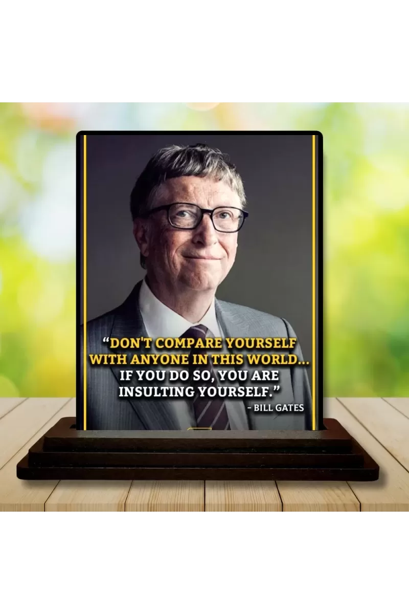 Car Dashboard Bill Gates Wooden Photo Stand  3x4 Inches, Compact & Stylish Spiritual Display For Car, Home & Office (Pack Of 1) (F49075)