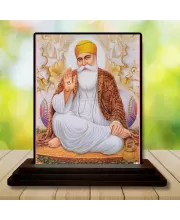 Car Dashboard Guru Nanak Wooden Photo Stand  3x4 Inches, Compact & Stylish Spiritual Display For Car, Home & Office (Pack Of 1) (F49080)