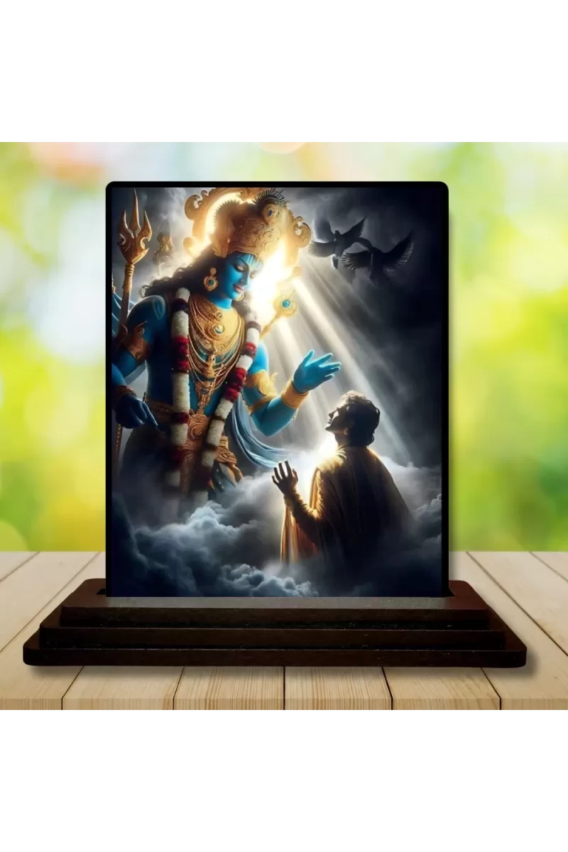 Car Dashboard Shiva Wooden Photo Stand  3x4 Inches, Compact & Stylish Spiritual Display For Car, Home & Office (Pack Of 1) (F49081)