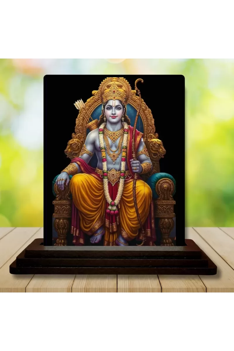 Car Dashboard Rama Wooden Photo Stand  3x4 Inches, Compact & Stylish Spiritual Display For Car, Home & Office (Pack Of 1) (F49083)