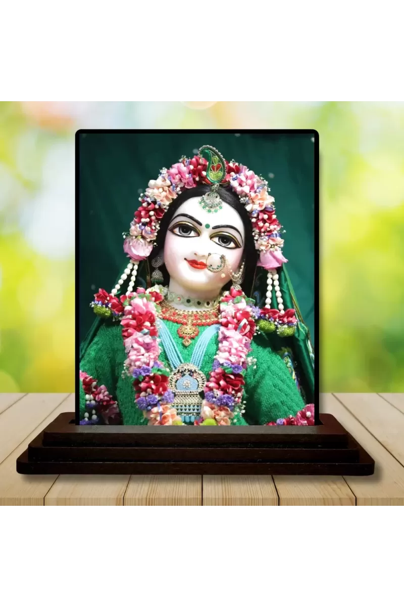 Car Dashboard Shree Krishna Wooden Photo Stand  3x4 Inches, Compact & Stylish Spiritual Display For Car, Home & Office (Pack Of 1) (F49084)