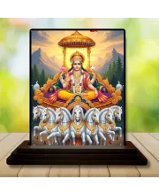 Car Dashboard Surya Wooden Photo Stand  3x4 Inches, Compact & Stylish Spiritual Display For Car, Home & Office (Pack Of 1) (F49085)
