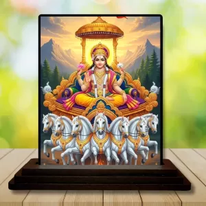 Car Dashboard Surya Wooden Photo Stand  3x4 Inches, Compact & Stylish Spiritual Display For Car, Home & Office (Pack Of 1) (F49085)