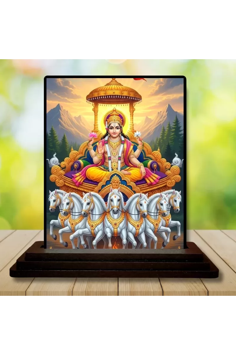 Car Dashboard Surya Wooden Photo Stand  3x4 Inches, Compact & Stylish Spiritual Display For Car, Home & Office (Pack Of 1) (F49085)