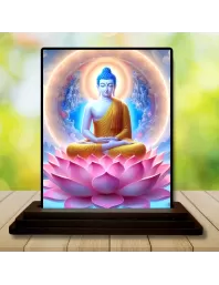 Car Dashboard Buddha Wooden Photo Stand  3x4 Inches, Compact & Stylish Spiritual Display For Car, Home & Office (Pack Of 1) (F49086)