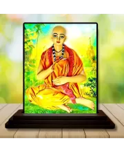 Car Dashboard Lord Shree Chaitannyadeb Wooden Photo Stand  3x4 Inches, Compact & Stylish Spiritual Display For Car, Home & Office (Pack Of 1) (F49087)