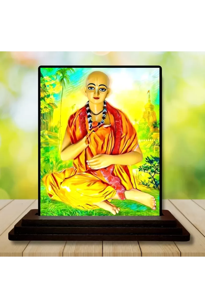 Car Dashboard Lord Shree Chaitannyadeb Wooden Photo Stand  3x4 Inches, Compact & Stylish Spiritual Display For Car, Home & Office (Pack Of 1) (F49087)