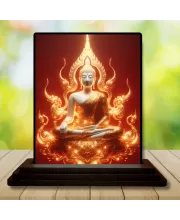 Car Dashboard Gautama Buddha Wooden Photo Stand  3x4 Inches, Compact & Stylish Spiritual Display For Car, Home & Office (Pack Of 1) (F49091)