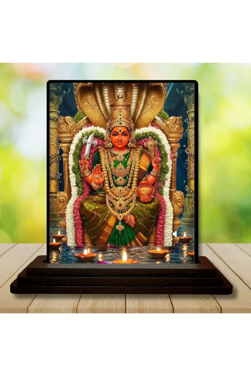 Car Dashboard Maa Kali Wooden Photo Stand  3x4 Inches, Compact & Stylish Spiritual Display For Car, Home & Office (Pack Of 1) (F49092)