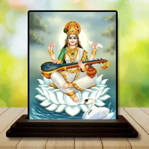 Car Dashboard Goddess Saraswati Wooden Photo Stand 3x4 Inches, Compact & Stylish Spiritual Display For Car, Home & Office (Pack Of 1) (F49093) Car Dashboard Goddess Saraswati Wooden Photo Stand 3x4 Inches, Compact & Stylish Spiritual Display For Car, Home & Office (Pack Of 1) (F49093)