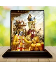 Car Dashboard Shree Krishna Wooden Photo Stand  3x4 Inches, Compact & Stylish Spiritual Display For Car, Home & Office (Pack Of 1) (F49095)