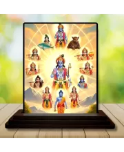 Car Dashboard Lord Vishnu Wooden Photo Stand  3x4 Inches, Compact & Stylish Spiritual Display For Car, Home & Office (Pack Of 1) (F49096)