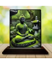 Car Dashboard Buddha Wooden Photo Stand  3x4 Inches, Compact & Stylish Spiritual Display For Car, Home & Office (Pack Of 1) (F49098)