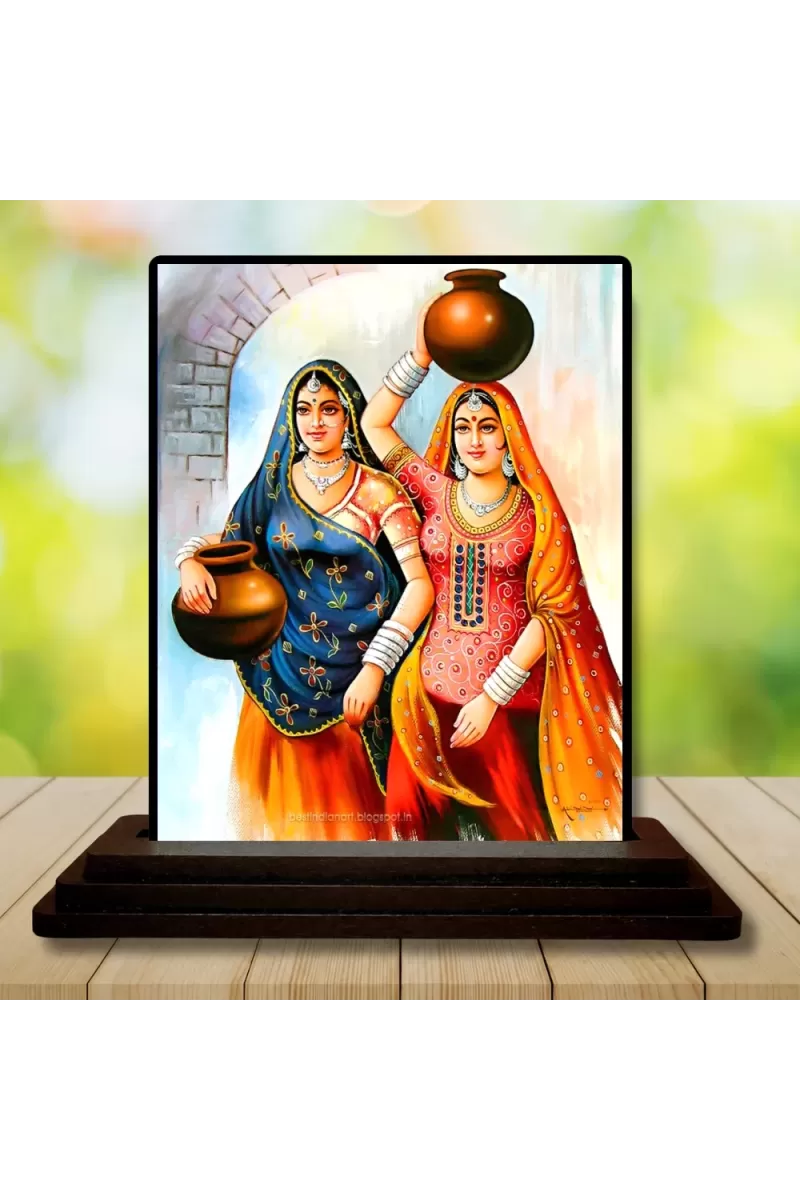 Car Dashboard Painting Wooden Photo Stand  3x4 Inches, Compact & Stylish Spiritual Display For Car, Home & Office (Pack Of 1) (F49101)