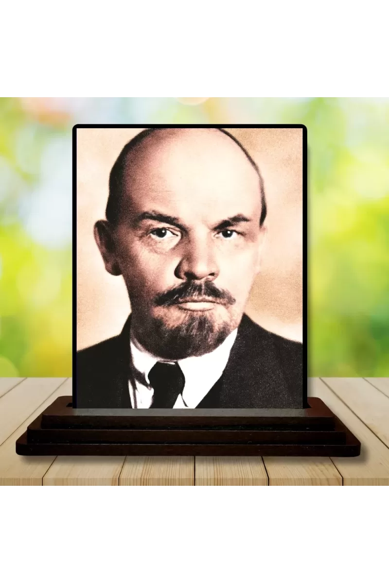 Car Dashboard Vladimir Lenin Wooden Photo Stand  3x4 Inches, Compact & Stylish Spiritual Display For Car, Home & Office (Pack Of 1) (F49104)
