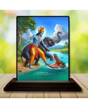 Car Dashboard Shree Krishna Wooden Photo Stand  3x4 Inches, Compact & Stylish Spiritual Display For Car, Home & Office (Pack Of 1) (F49108)