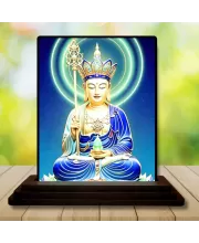 Car Dashboard Avalokiteshvara Wooden Photo Stand  3x4 Inches, Compact & Stylish Spiritual Display For Car, Home & Office (Pack Of 1) (F49114)