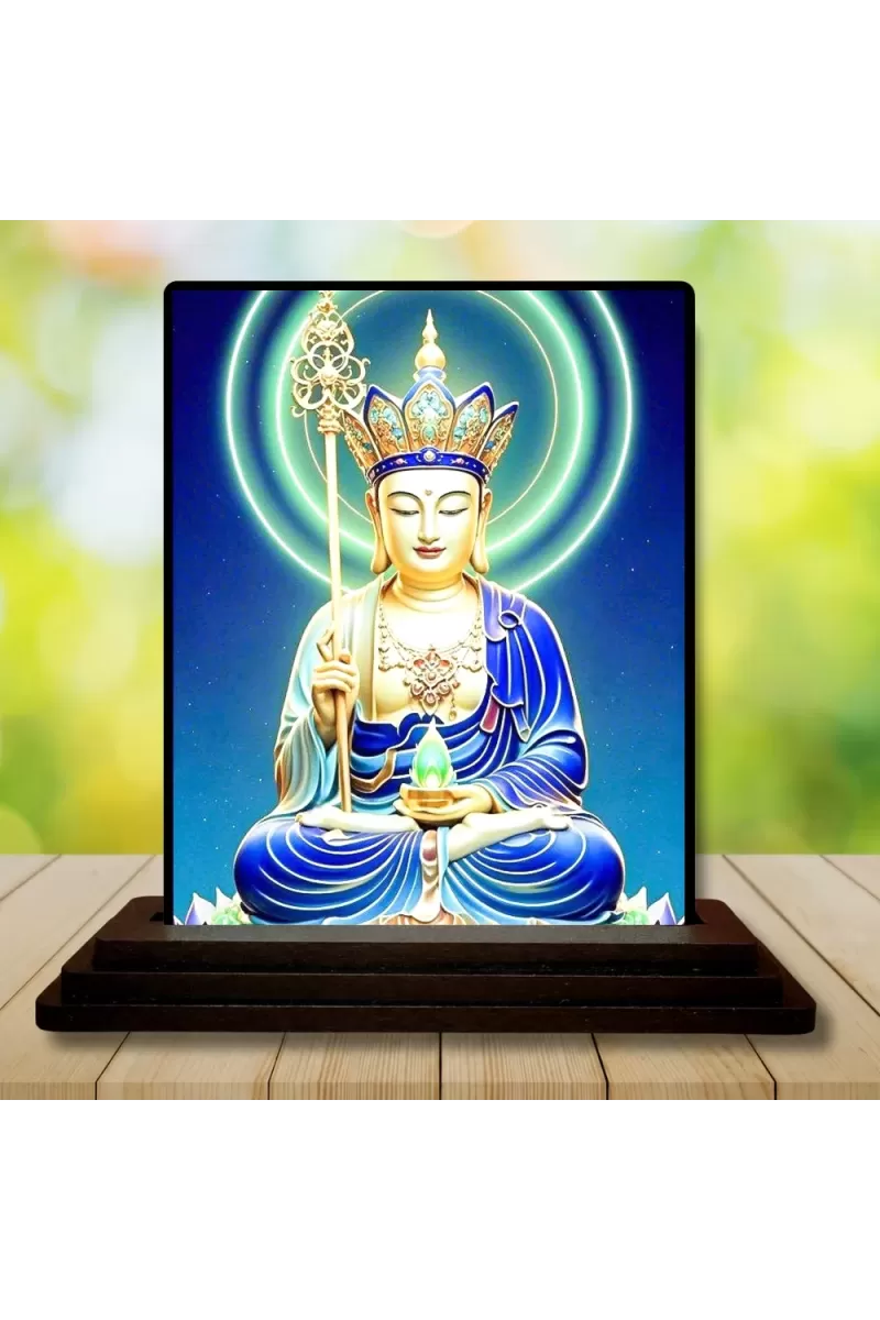 Car Dashboard Avalokiteshvara Wooden Photo Stand  3x4 Inches, Compact & Stylish Spiritual Display For Car, Home & Office (Pack Of 1) (F49114)