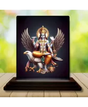 Car Dashboard Lord Vishnu Wooden Photo Stand  3x4 Inches, Compact & Stylish Spiritual Display For Car, Home & Office (Pack Of 1) (F49115)