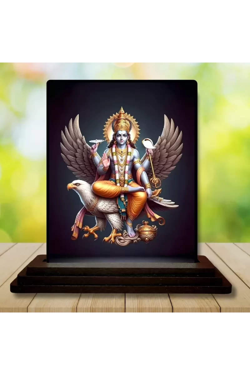 Car Dashboard Lord Vishnu Wooden Photo Stand  3x4 Inches, Compact & Stylish Spiritual Display For Car, Home & Office (Pack Of 1) (F49115)