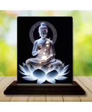 Car Dashboard Buddha Wooden Photo Stand  3x4 Inches, Compact & Stylish Spiritual Display For Car, Home & Office (Pack Of 1) (F49122)