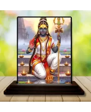 Car Dashboard Shiva Wooden Photo Stand  3x4 Inches, Compact & Stylish Spiritual Display For Car, Home & Office (Pack Of 1) (F49125)
