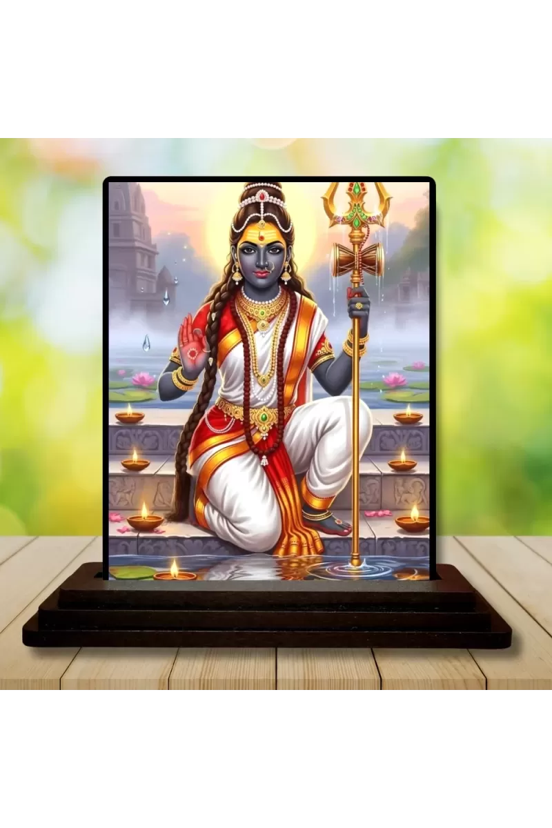 Car Dashboard Shiva Wooden Photo Stand  3x4 Inches, Compact & Stylish Spiritual Display For Car, Home & Office (Pack Of 1) (F49125)