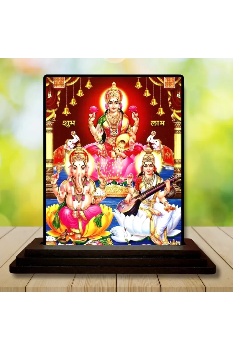 Car Dashboard Lord Ganesha Wooden Photo Stand  3x4 Inches, Compact & Stylish Spiritual Display For Car, Home & Office (Pack Of 1) (F49130)