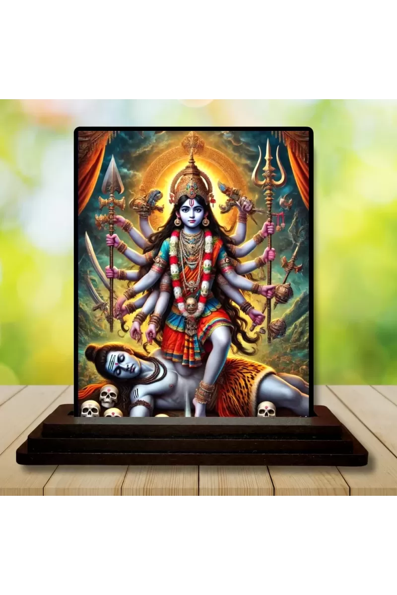 Car Dashboard Maa Durga Wooden Photo Stand  3x4 Inches, Compact & Stylish Spiritual Display For Car, Home & Office (Pack Of 1) (F49132)