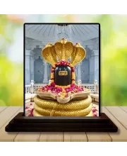 Car Dashboard Lord Shiva Wooden Photo Stand  3x4 Inches, Compact & Stylish Spiritual Display For Car, Home & Office (Pack Of 1) (F49135)