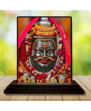 Car Dashboard Har Har Mahadev Wooden Photo Stand  3x4 Inches, Compact & Stylish Spiritual Display For Car, Home & Office (Pack Of 1) (F49136)