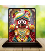 Car Dashboard Lord Jagannath Wooden Photo Stand  3x4 Inches, Compact & Stylish Spiritual Display For Car, Home & Office (Pack Of 1) (F49137)