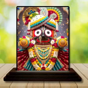Car Dashboard Lord Jagannath Wooden Photo Stand  3x4 Inches, Compact & Stylish Spiritual Display For Car, Home & Office (Pack Of 1) (F49137)