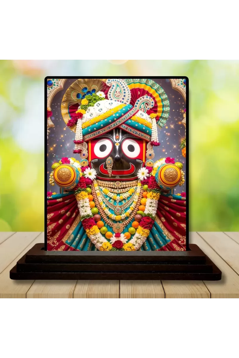 Car Dashboard Lord Jagannath Wooden Photo Stand  3x4 Inches, Compact & Stylish Spiritual Display For Car, Home & Office (Pack Of 1) (F49137)