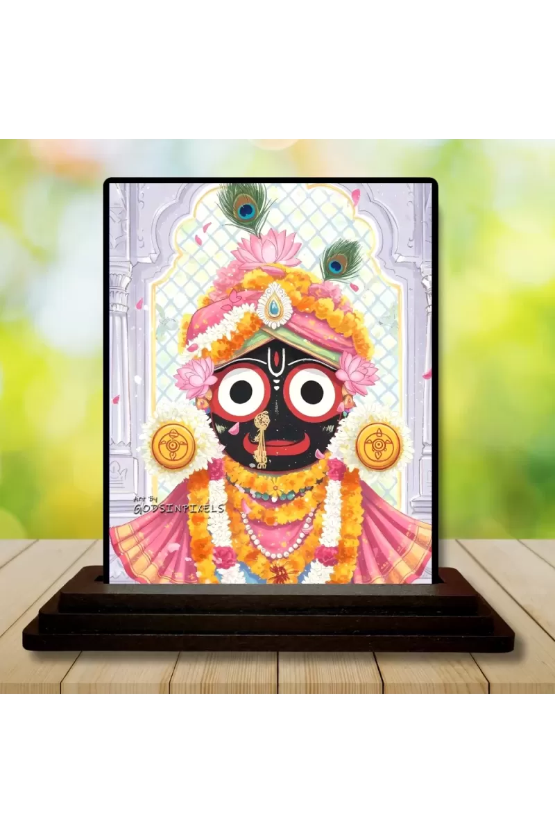 Car Dashboard Lord Shree Krishna Wooden Photo Stand  3x4 Inches, Compact & Stylish Spiritual Display For Car, Home & Office (Pack Of 1) (F49141)