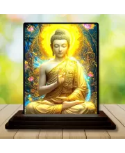 Car Dashboard Gautama Buddha Wooden Photo Stand  3x4 Inches, Compact & Stylish Spiritual Display For Car, Home & Office (Pack Of 1) (F49142)