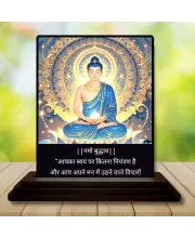 Car Dashboard Gautama Buddha Wooden Photo Stand  3x4 Inches, Compact & Stylish Spiritual Display For Car, Home & Office (Pack Of 1) (F49148)