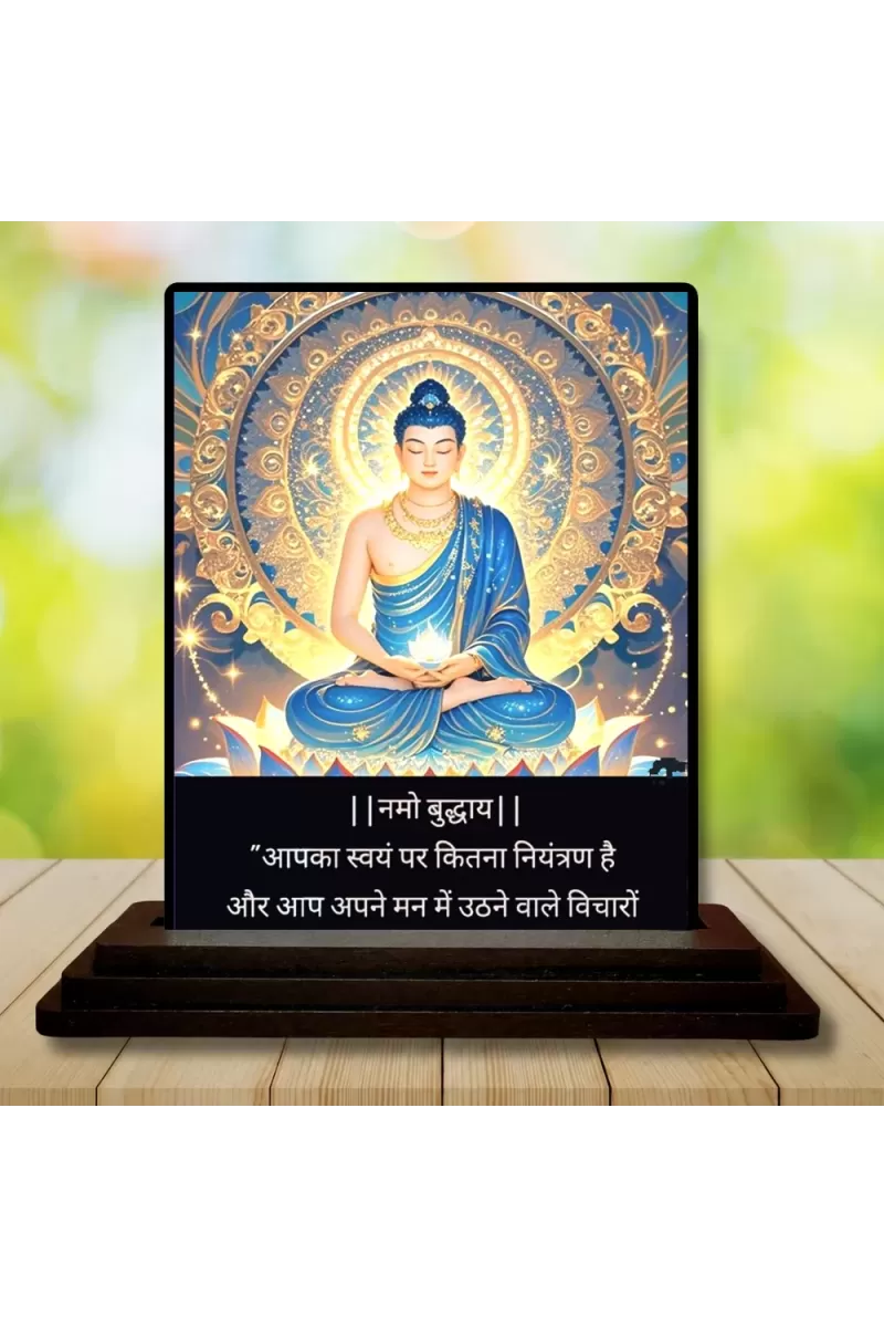 Car Dashboard Gautama Buddha Wooden Photo Stand  3x4 Inches, Compact & Stylish Spiritual Display For Car, Home & Office (Pack Of 1) (F49148)