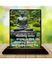 Car Dashboard Gautama Buddha Wooden Photo Stand  3x4 Inches, Compact & Stylish Spiritual Display For Car, Home & Office (Pack Of 1) (F49149)