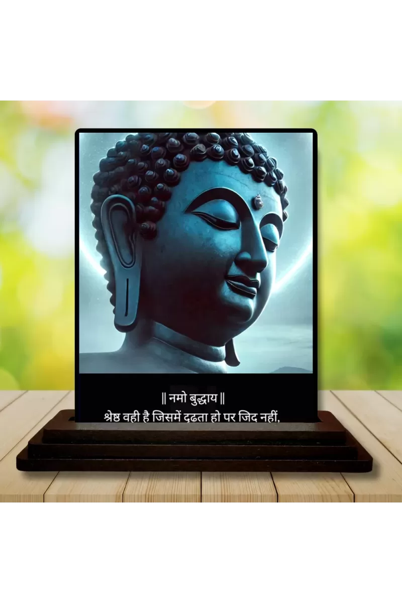 Car Dashboard Gautama Buddha Wooden Photo Stand  3x4 Inches, Compact & Stylish Spiritual Display For Car, Home & Office (Pack Of 1) (F49150)