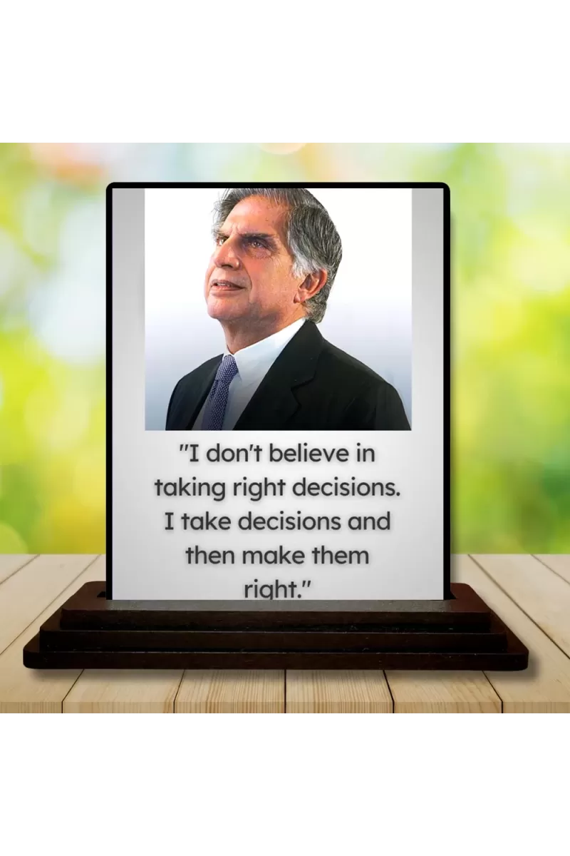 Car Dashboard Shree Ratan Tata Wooden Photo Stand  3x4 Inches, Compact & Stylish Spiritual Display For Car, Home & Office (Pack Of 1) (F49152)