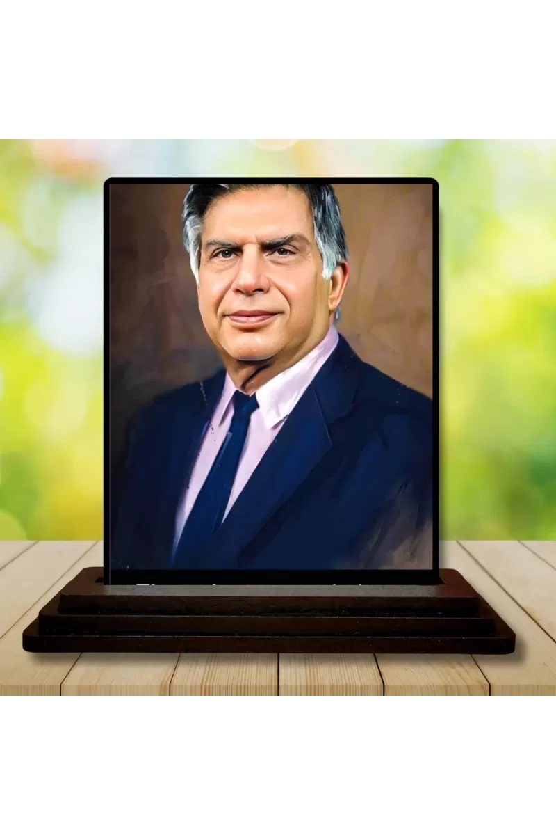 Car Dashboard Sri Ratan Tata Wooden Photo Stand  3x4 Inches, Compact & Stylish Spiritual Display For Car, Home & Office (Pack Of 1) (F49156)
