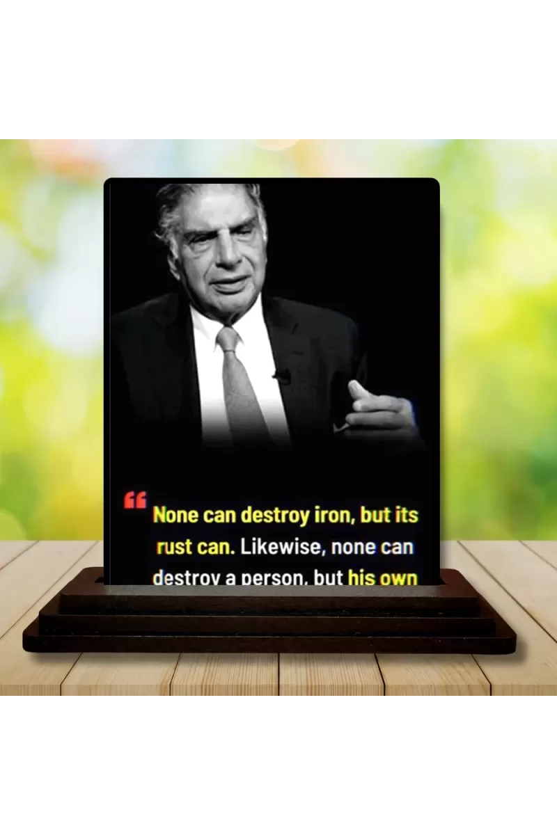 Car Dashboard Sri Ratan Tata Wooden Photo Stand  3x4 Inches, Compact & Stylish Spiritual Display For Car, Home & Office (Pack Of 1) (F49157)