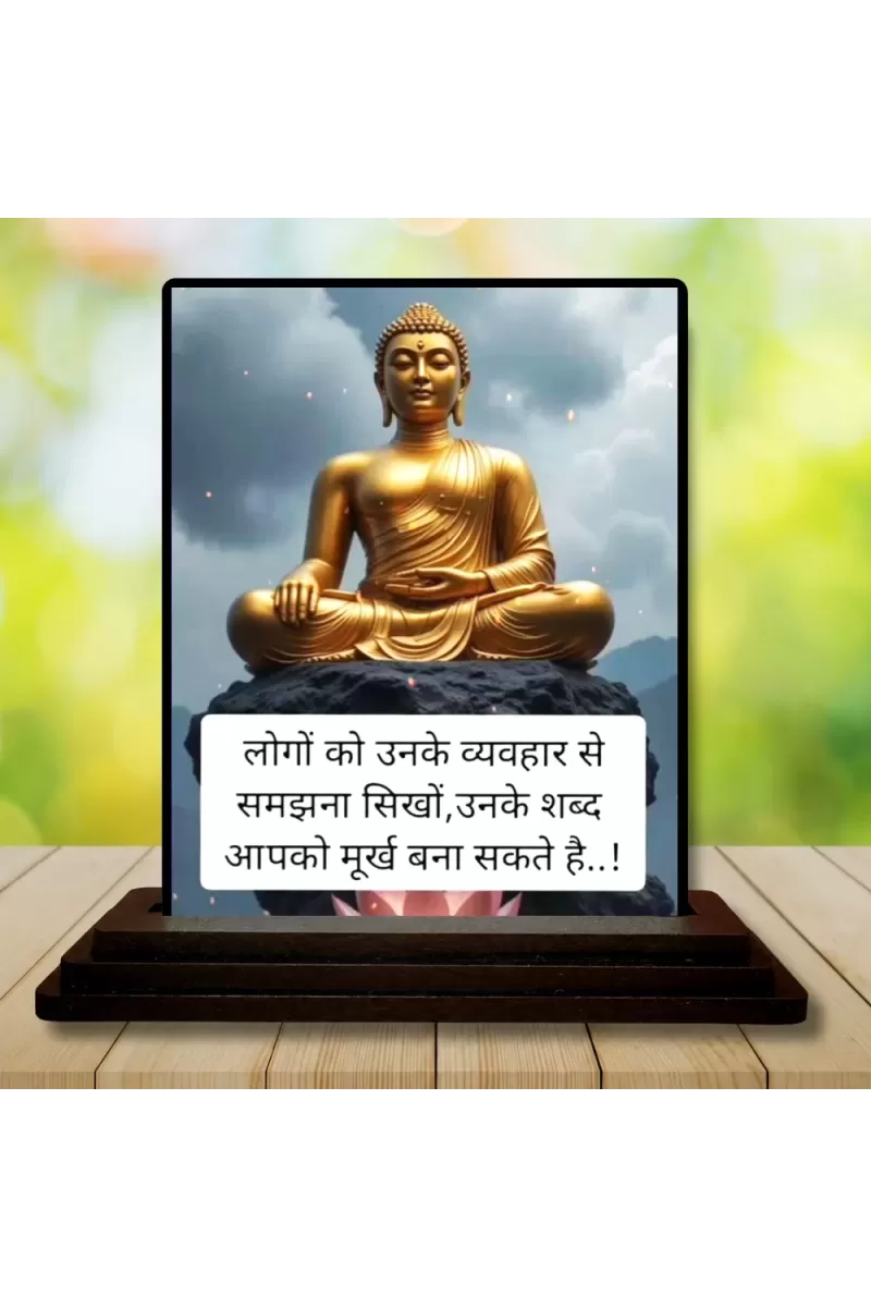 Car Dashboard Gautama Buddha Wooden Photo Stand  3x4 Inches, Compact & Stylish Spiritual Display For Car, Home & Office (Pack Of 1) (F49163)