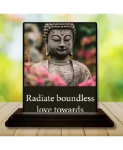 Car Dashboard Gautama Buddha Wooden Photo Stand  3x4 Inches, Compact & Stylish Spiritual Display For Car, Home & Office (Pack Of 1) (F49164)