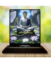 Car Dashboard Gautama Buddha Wooden Photo Stand  3x4 Inches, Compact & Stylish Spiritual Display For Car, Home & Office (Pack Of 1) (F49165)