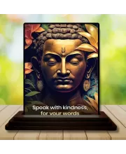 Car Dashboard Gautama Buddha Wooden Photo Stand  3x4 Inches, Compact & Stylish Spiritual Display For Car, Home & Office (Pack Of 1) (F49167)